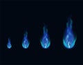 Blue fire animation sprites. Comet. Royalty Free Stock Photo